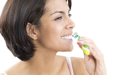 Woman brushing